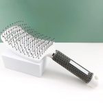Curved Vent Hair Brush with Textured Handle